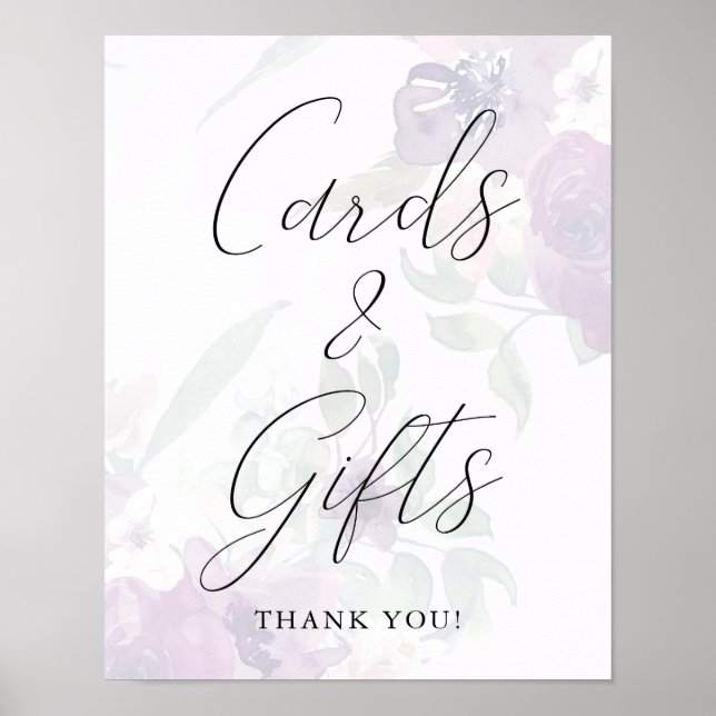 Poster Chic Floral Cartes et Cadeaux Mariage (Devant)