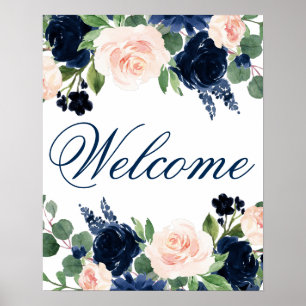 Poster Chic Floral   Romantic Blush Navy Fête des mariées