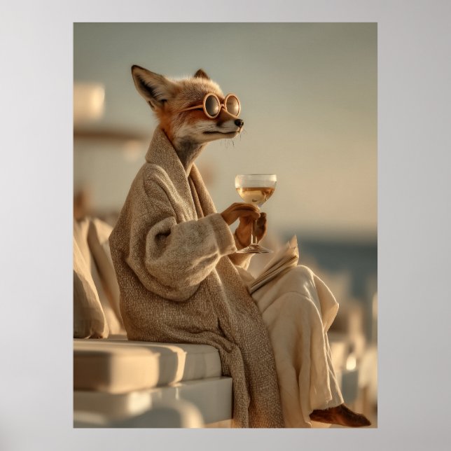 Poster Chic Fox Relaxant dans le style (Devant)