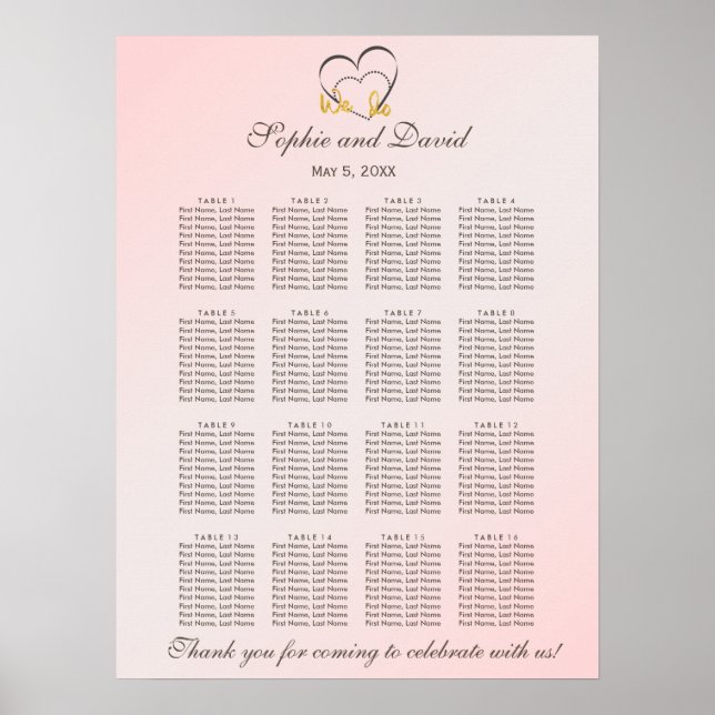 Poster Chic Gold Foil "We do" Mariage Seing Chart (Devant)