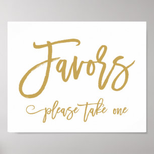 Poster Chic Hand Lettered Gold Wedding Favors Sign