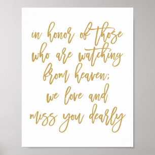 Poster Chic Hand Lettered Wedding Missing Loved Ones Gold