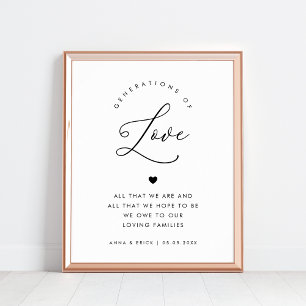 Poster Chic Heart Script Generations of Love Mariage Sign