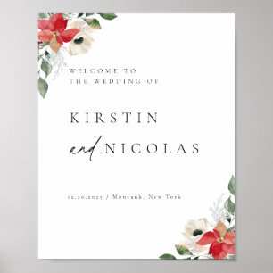 Poster Chic hiver Botanique Floral Mariage Bienvenue