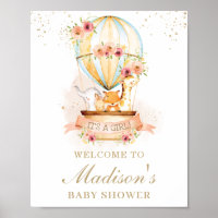 Chic Hot Air Balloon Baby shower Animaux Bienvenue