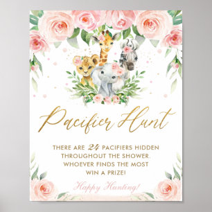 Poster Chic Jungle Animaux rose Floral Pacifique jeu de c