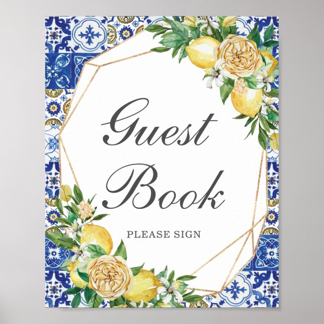 Poster Chic Lemon Jaune Floral Livre d'Invitation S'Il Vo (Devant)