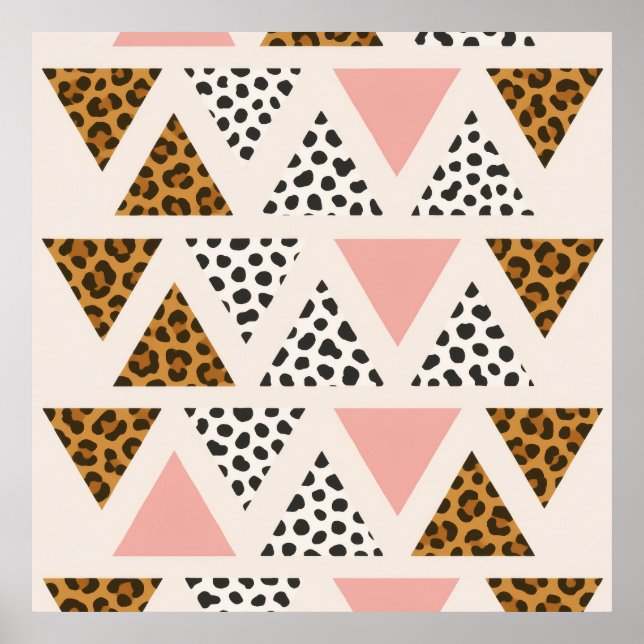 Poster Chic Leopard & Pink Triangle Pattern (Devant)