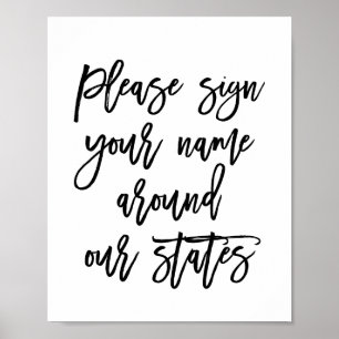 Poster Chic Lettre À La Main Signer Votre Nom Autour Des