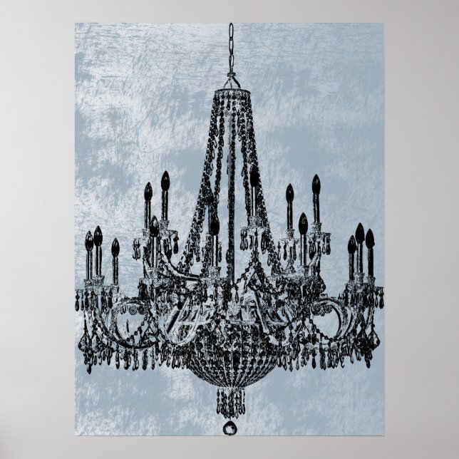 Poster Chic lustre bleu Grunge (Devant)