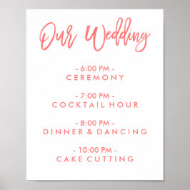 Poster Chic Mâle Lettre Mariage Jour De L'Horaire