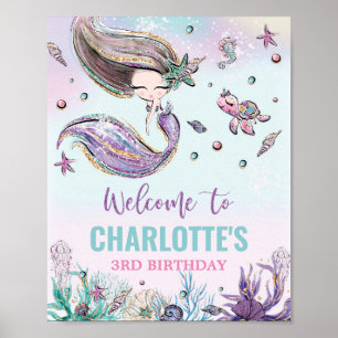 Poster Chic Mermaid Anniversaire sous l'Affiche de bienve