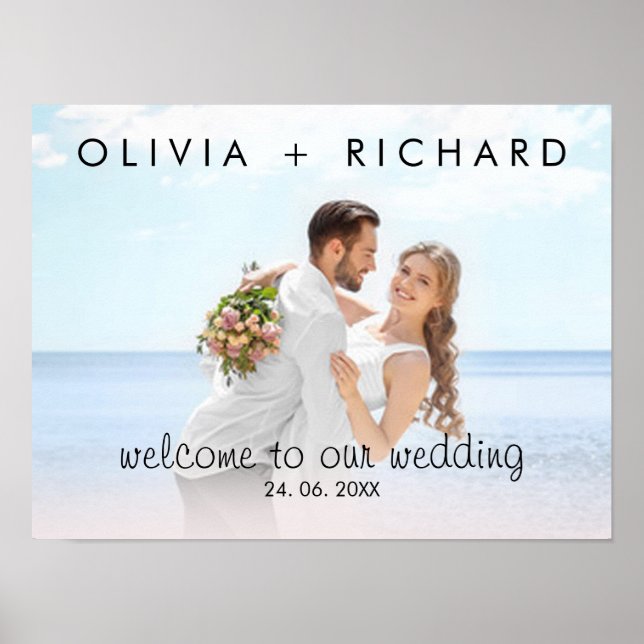Poster Chic Moderne Bienvenue de Mariage Personnalisé ave (Devant)