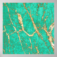 Chic Motif en marbre Turquoise Or