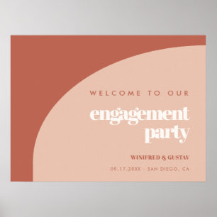 Poster Chic pêche en terre cuite Accueil de l'engagement