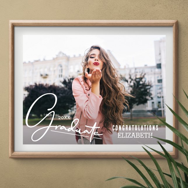 Poster Chic Photo Félicitations Diplômé (Personalized congratulations graduate photo poster, INSTANT DOWNLOAD and/or PRINTED)