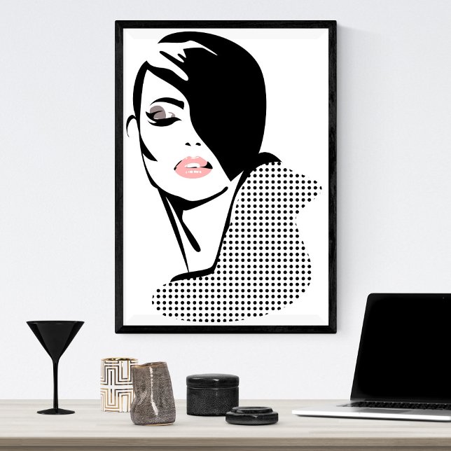 Poster Chic retro dots fashion girl (Créateur téléchargé)