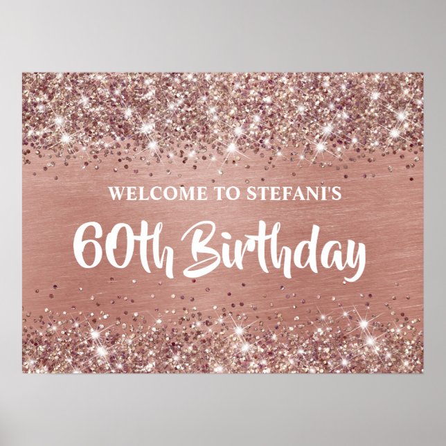 Poster Chic Rose Gold Parties scintillant Foil 65e annive (Devant)