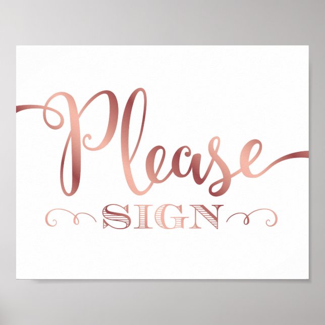 Poster Chic Rose Gold S'IL VOUS PLAÎT SIGNER Signer Impri (Devant)