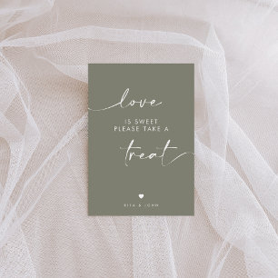Poster Chic Sage Green Love is Sweet Candy Mariage Sign