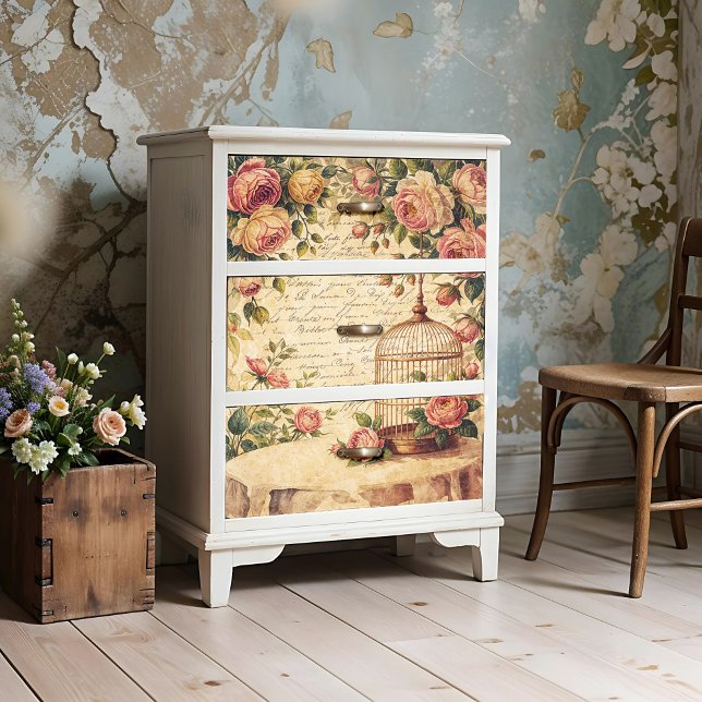 Poster Chic Shabby Birdcage Ou Papier Découpage (This is a mockup, your design may appear larger/smaller depending on size purchased.)