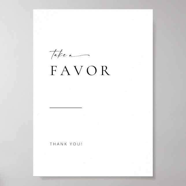 Poster Chic + Simple Moderne Script Mariage Faveurs Signe (Devant)