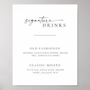 Poster Chic + Simple Script Mariage Signature Boissons Si