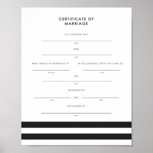 Poster Chic Stripes Conserver le certificat de mariage