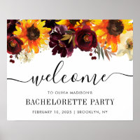 Chic Sunflower Bourgogne Bachelorette Bienvenue
