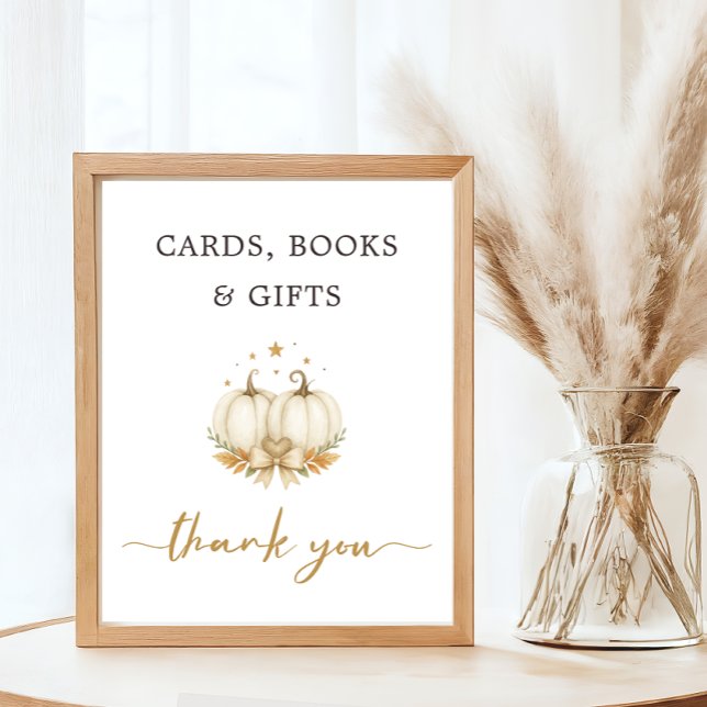 Poster Chic Twin Pumpkind Baby Shower Card Book Gift (Créateur téléchargé)