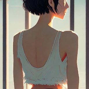 Poster Chica usando shorts de mezclilla ilustración anime