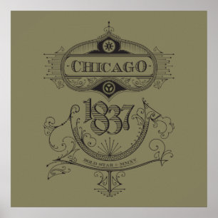 Poster Chicago 1837 Vintage