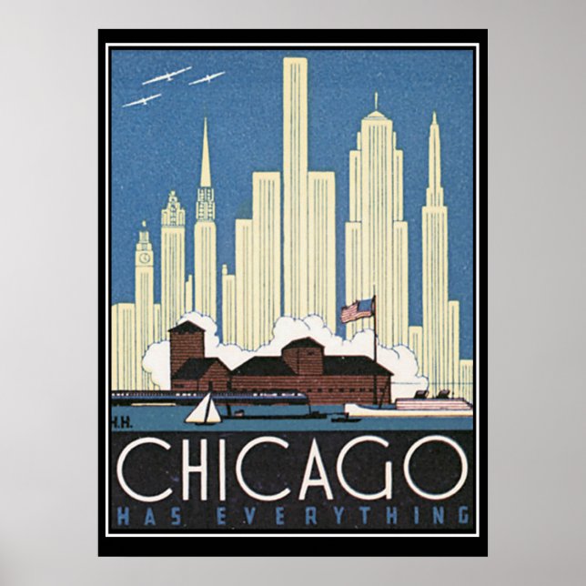 Poster Chicago a tout Vintage Print (Devant)