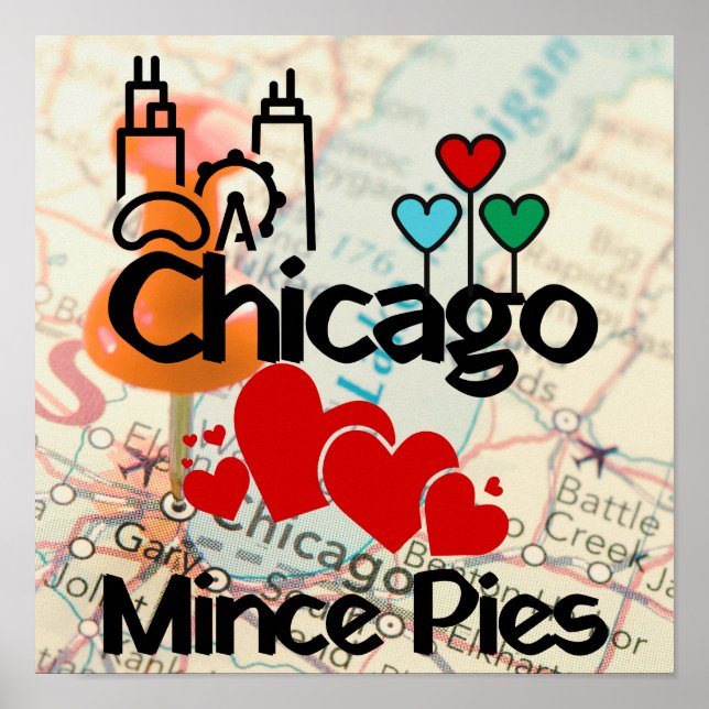 Poster Chicago aime Mince Pies Cityscape (Devant)