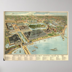 Poster Chicago Columbian Exposition 1893 Carte panoramiqu