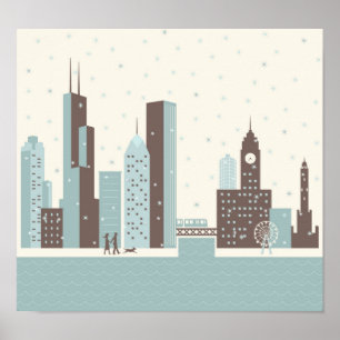 Poster Chicago en hiver