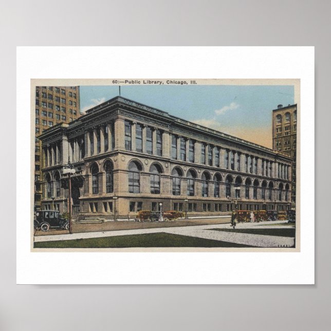 Poster Chicago Illinois, Bibliothèque publique, années 19 (Devant)
