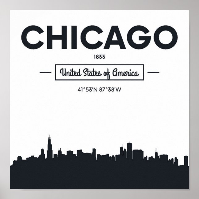 Poster Chicago, Illinois | Coordonnées de la ville (Devant)