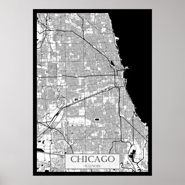 Poster Chicago Illinois Map (Devant)
