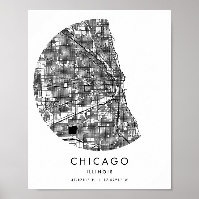 Poster Chicago Illinois Minimal moderne Circle Street Car (Devant)
