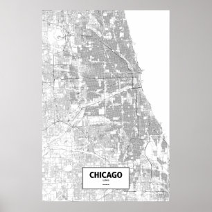 Poster Chicago, Illinois (noir sur blanc)
