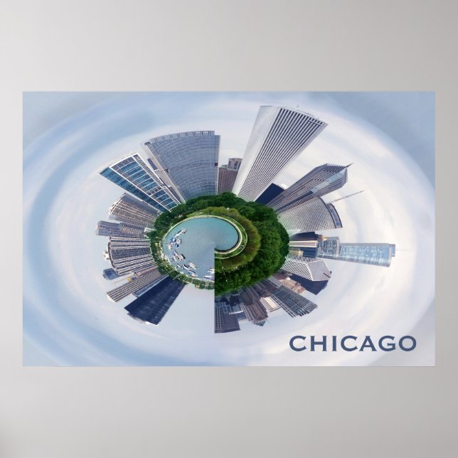 Poster Chicago Illinois Unique City Skyline Voyage Photo (Devant)