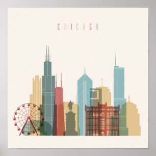 Poster Chicago, Illinois   Ville Skyline