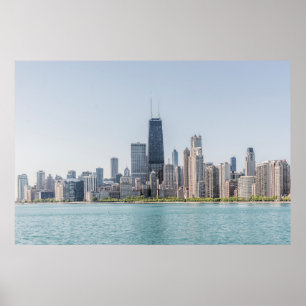 Poster Chicago Skyline Avec Le Lac Michigan