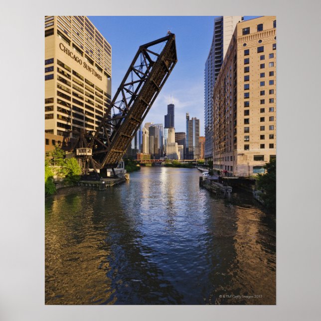 Poster Chicago Skyline depuis le pont Kinzie St (Devant)