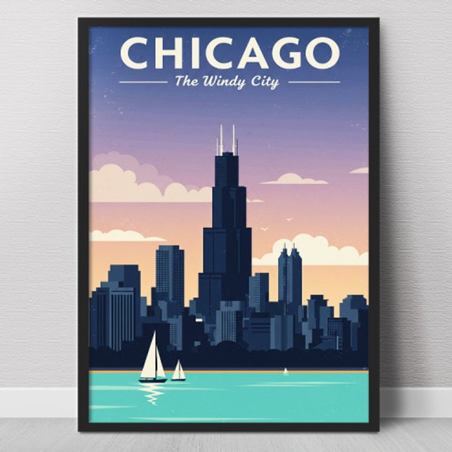 Poster Chicago The Windy City Vintage (Créateur téléchargé)