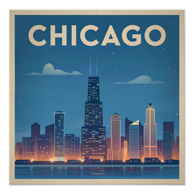 Poster Chicago USA vintage (Devant)