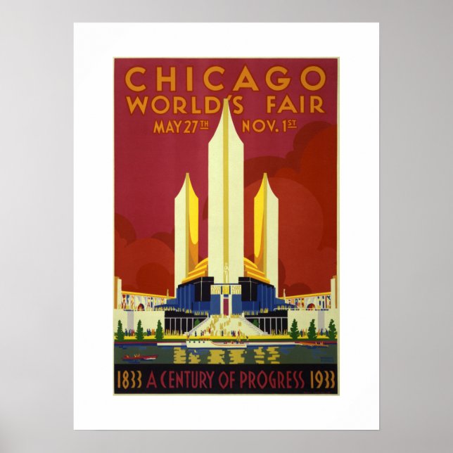 Poster Chicago World's Fair Century Of Progress 1833-1933 (Devant)