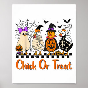 Poster Chick De Poulet Ou Traite Drôle Costume Halloween