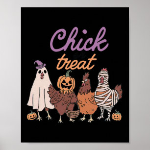 Poster Chick Ou Traitez Halloween Drôle Pour Les Amateurs